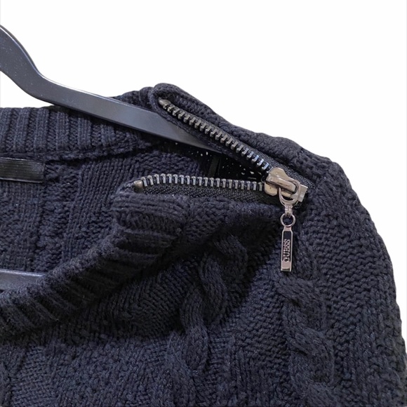 Guess Cable Knit Cropped Sweater Black Size XS - Picture 3 of 6